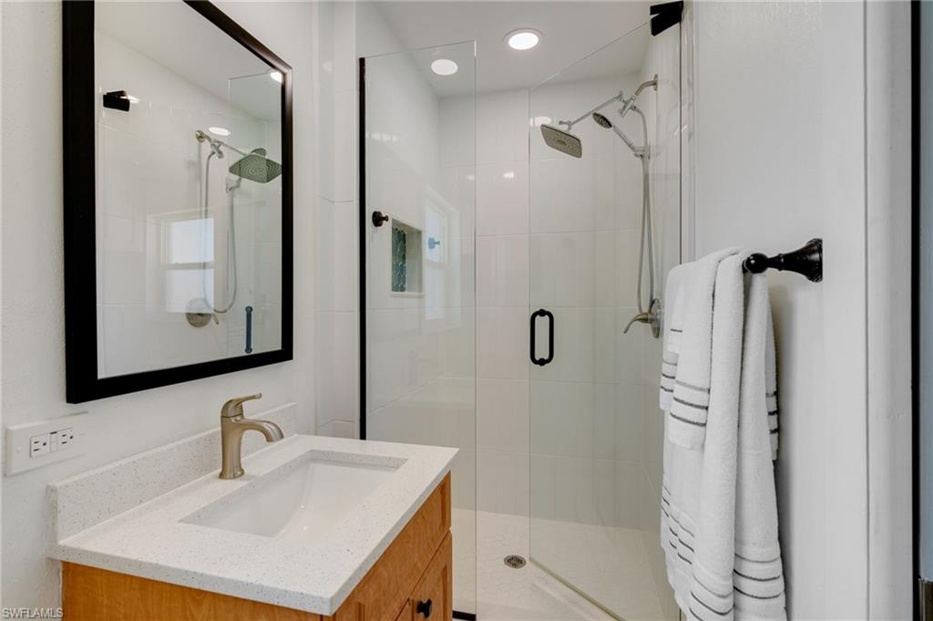Renovated primary bath with walk-in shower