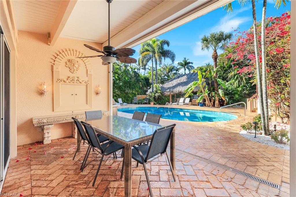 Covered outdoor dining space
