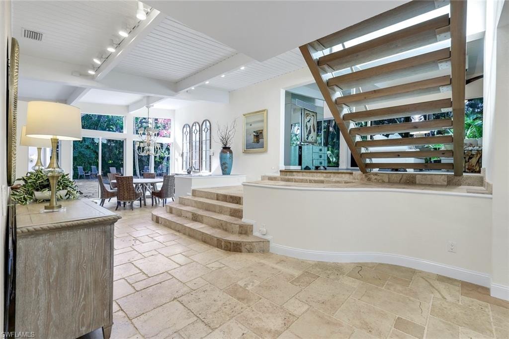 Enter into the large foyer