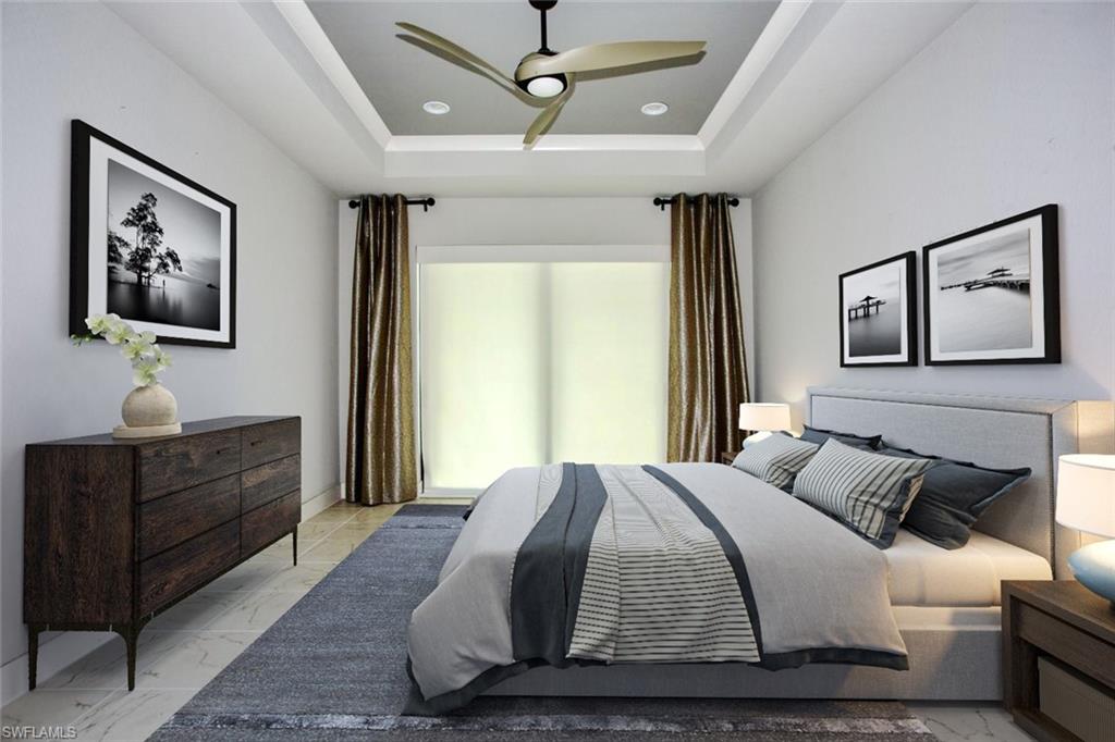 Recessed ceiling with an integrated modern ceiling fan