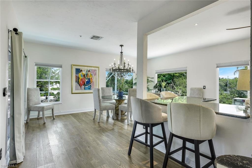 View of kitchen and dining from living room.
