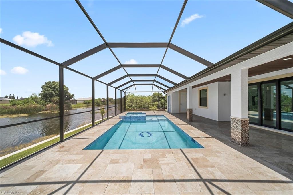 Travertine Pool Deck and Lanai with Pool and Spa