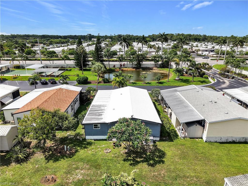 Aerial view of the backyard