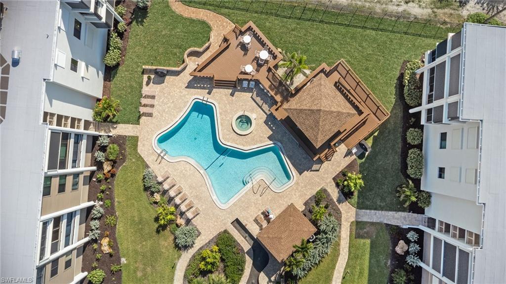 Aerial view of a pool area