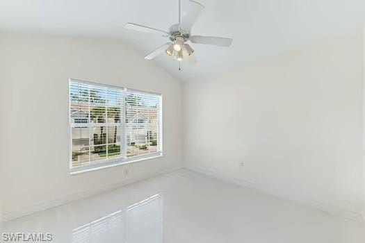 2nd Bedroom featuring lofted ceiling and a ceiling fan