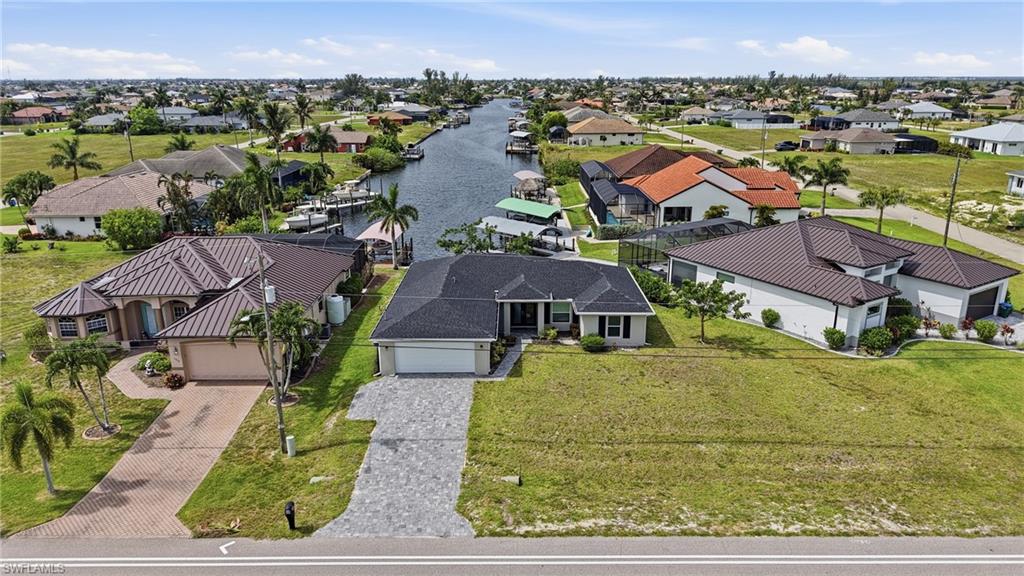 Waterfront property aerial view