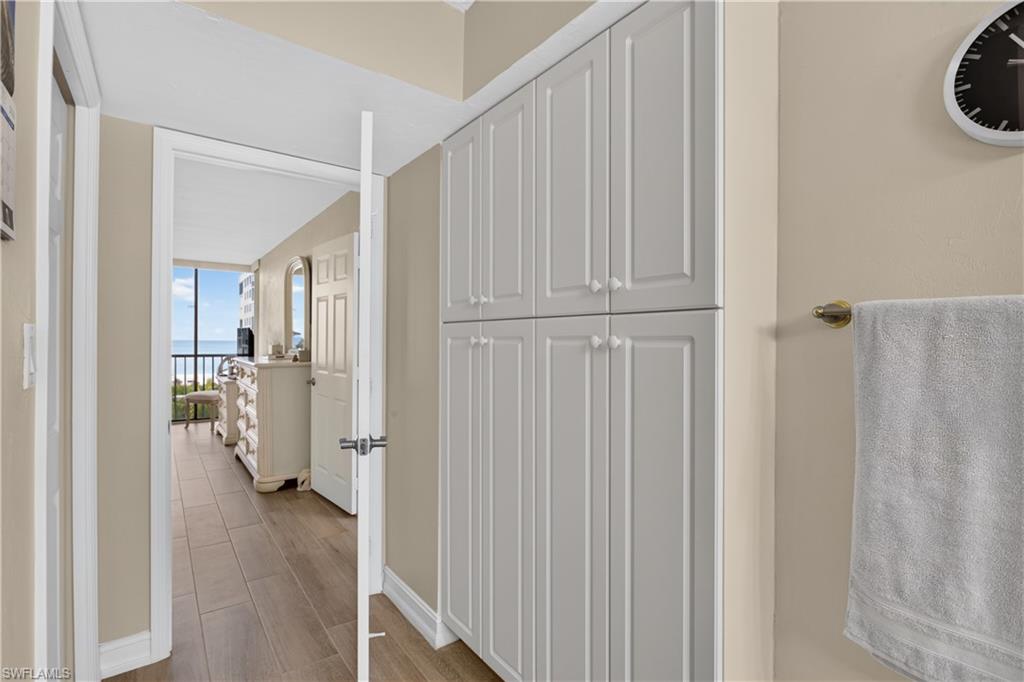 Primary bathroom with extra storage closets.