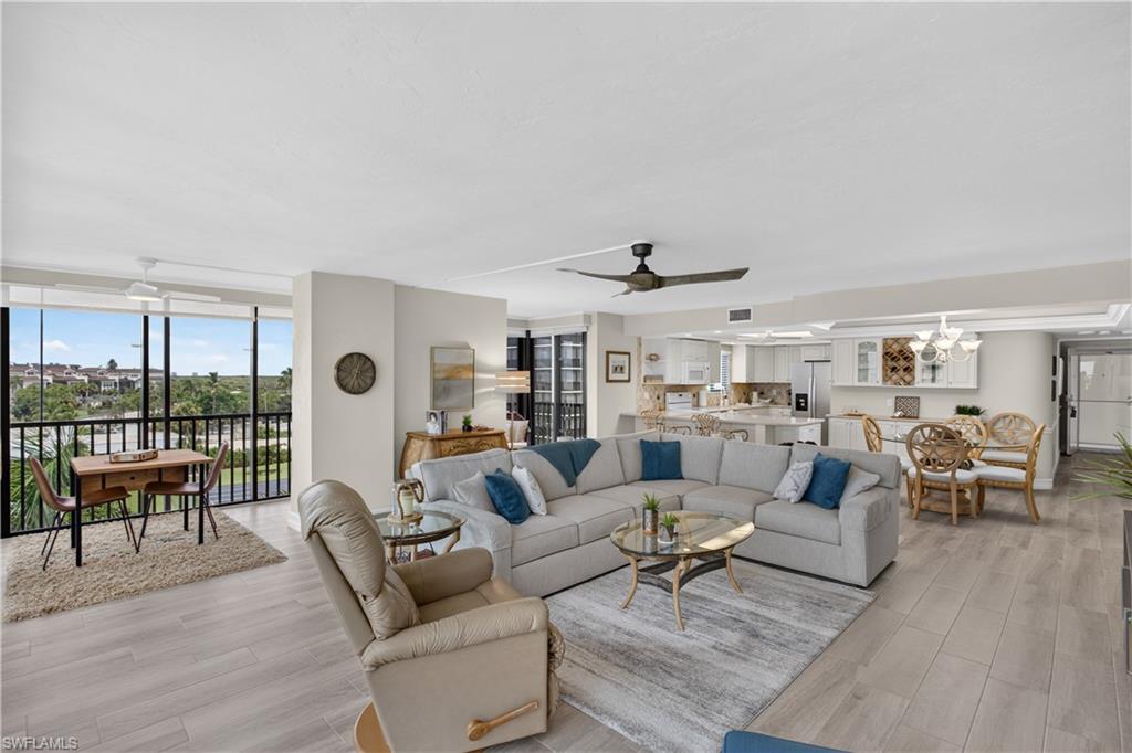 Open Floor Plan, Wood-like tile floors throughout the condo!