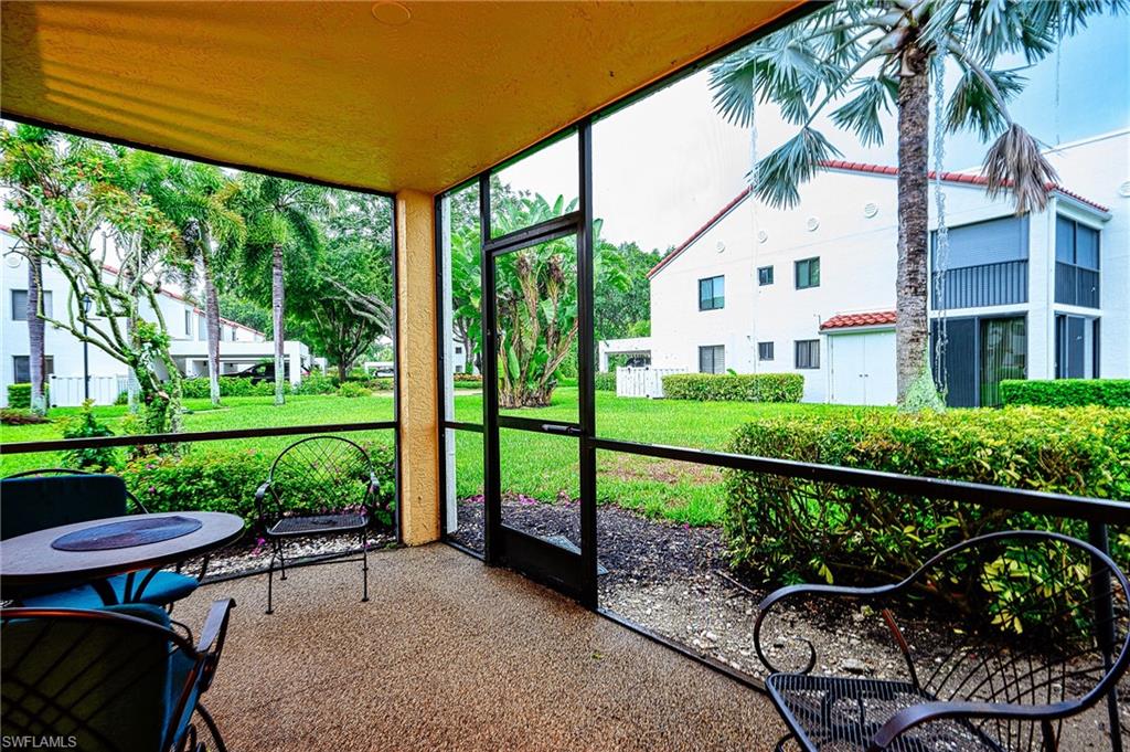 Screened lanai with natural light patio cushions have been upgraded