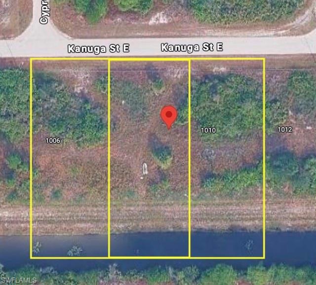 Aerial Parcel Map. Displaying the property's boundaries and an identifying marker