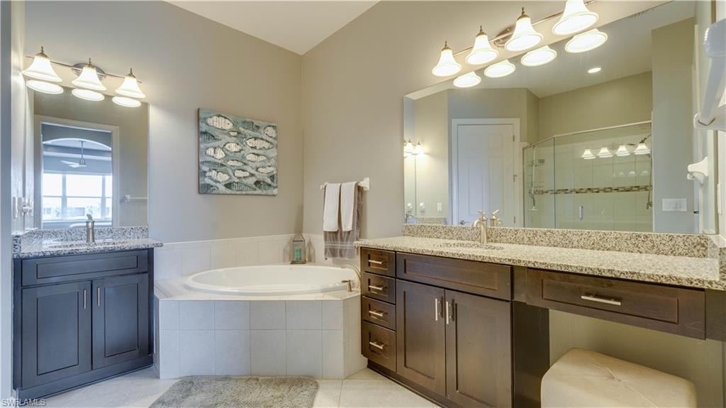 Two Vanities and a soaking Tub