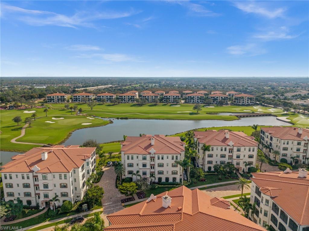 Aerial view of a local golf course and a large body of water
