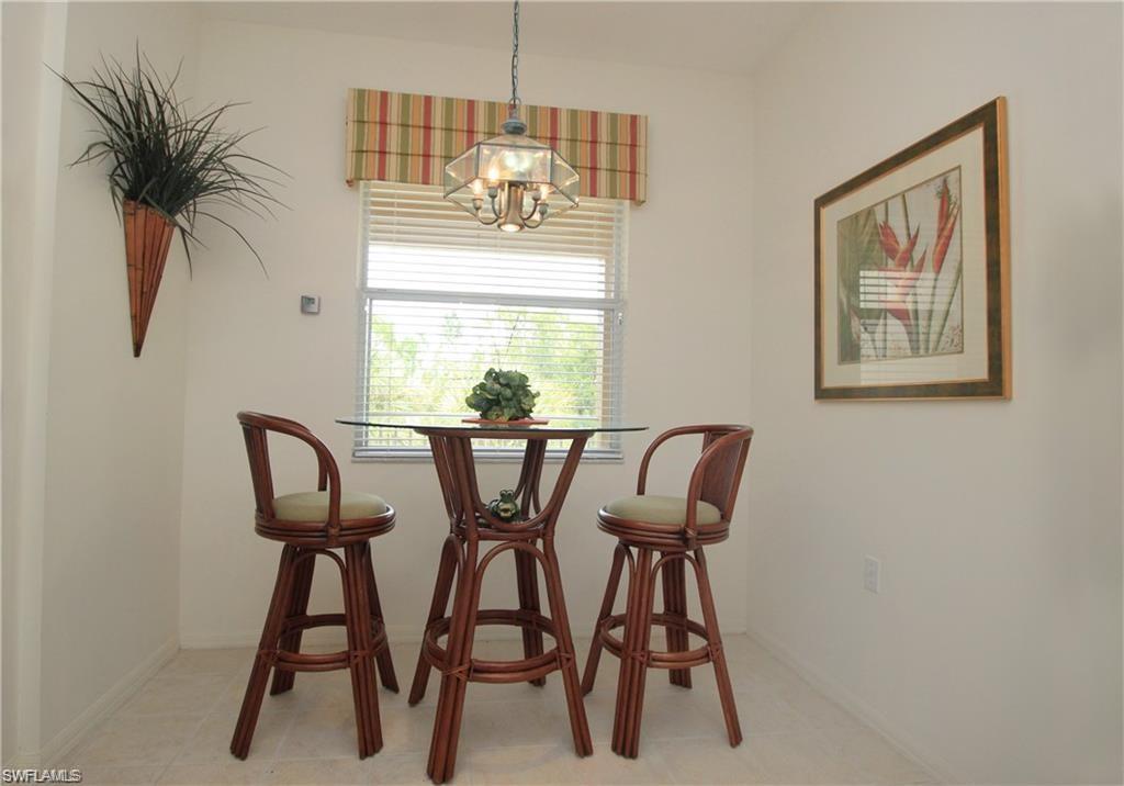 Dining area featuring an inviting chandelier