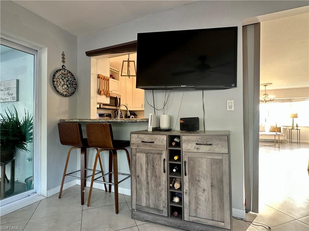 Pass-through window with breakfast bar