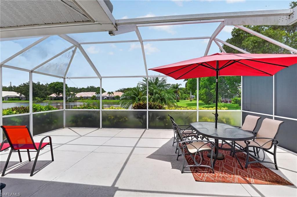 Large lanai with eastern lake view