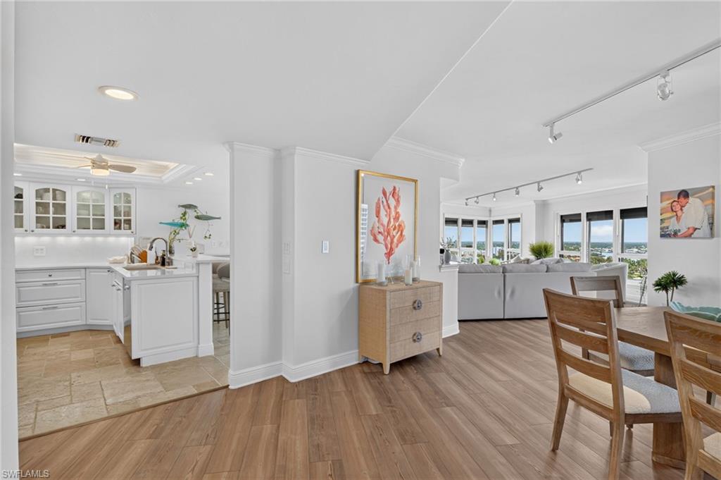 View of kitchen, dining and living areas