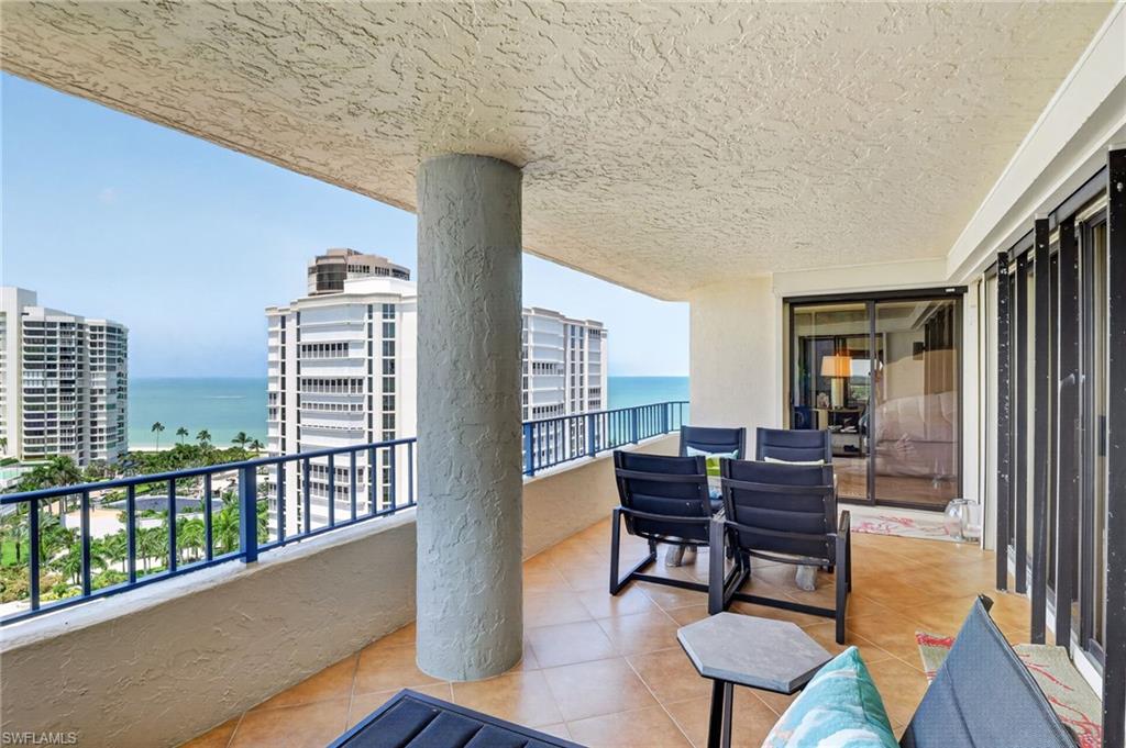 Large western balcony with beach view