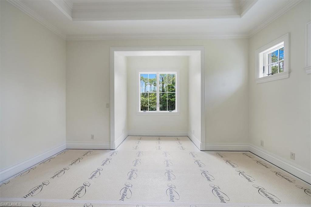 Virtually staged. View of estate lawn from bedroom