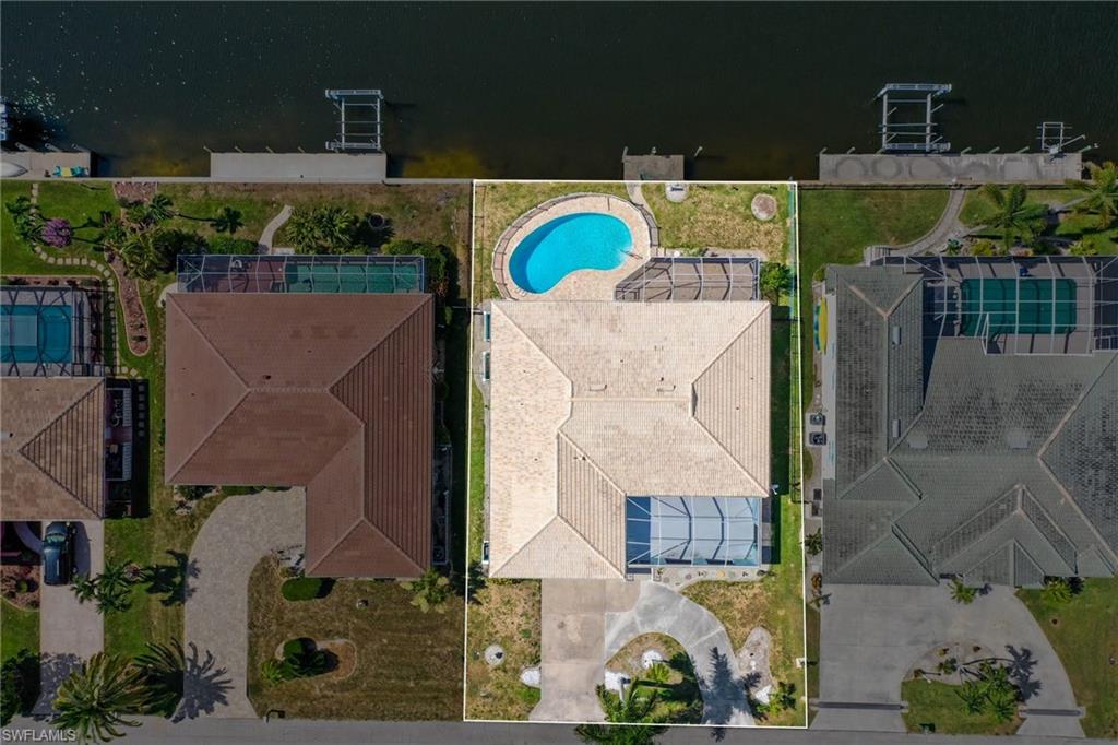 Aerial view looking down at home
