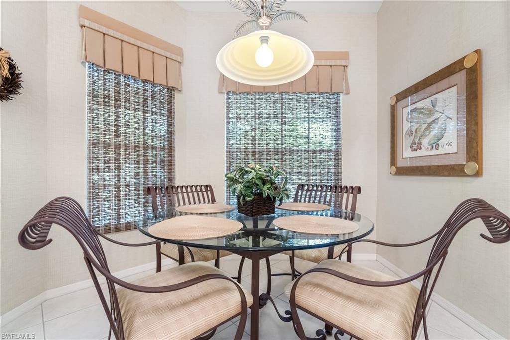 View of tiled dining area