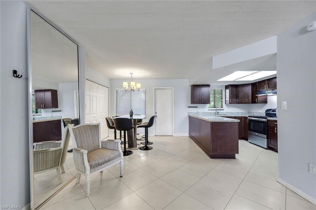View of kitchen and dining room from living room.