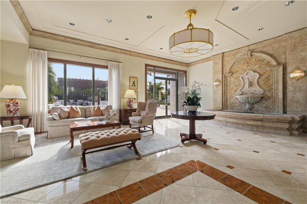 Community lobby featuring recessed lighting and crown molding