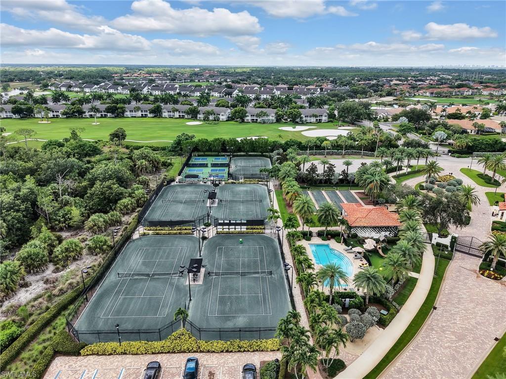 Sports Park- Featuring 5 lighted Har-Tru tennis courts, 4 lighted pickleball courts, seating pavilions, 4 Bocce lanes, a 50’ lap pool, Tennis Pro Shop, playground, basketball hoops and more. Nearby, peaceful trails wind through nature preserve areas around the community’s perimeter.