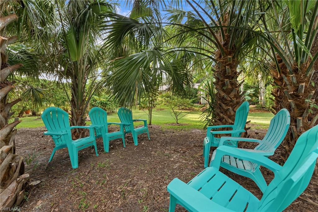Backyard seating area at the south end of the lot