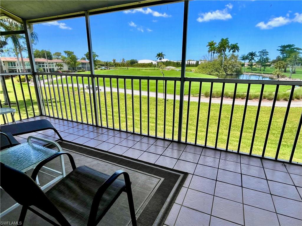 Large screened in balcony overlooking the golf course with west facing views for spectacular sunsets.