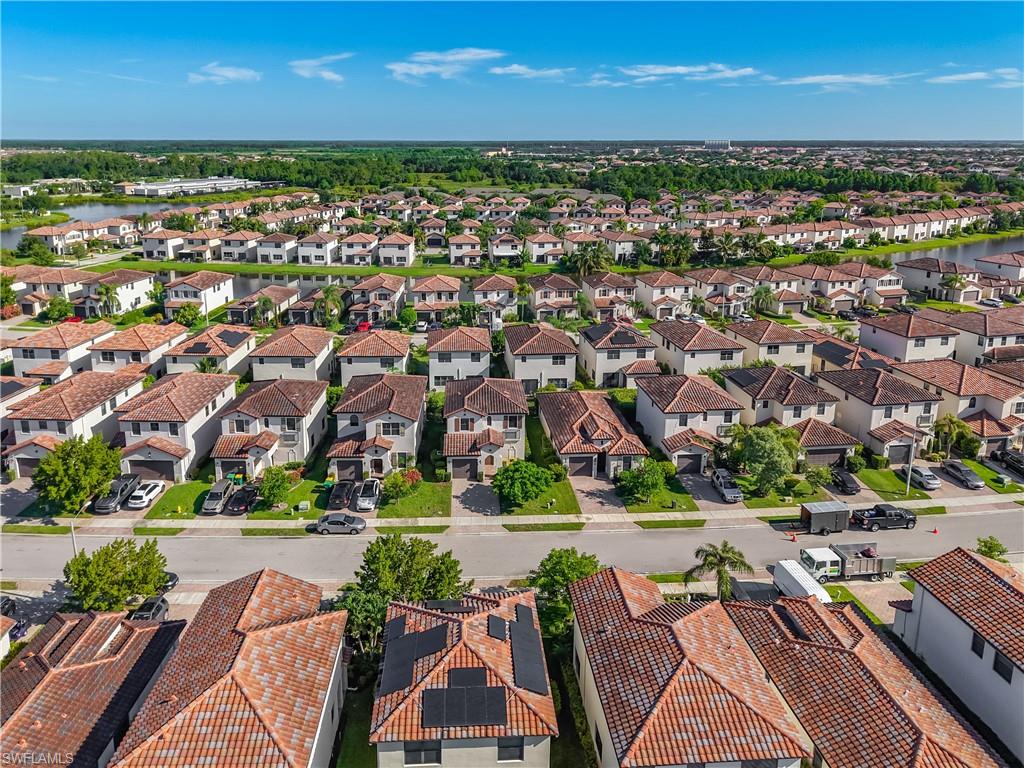 Ariel perspective of a residential community featuring consistent architectural styling