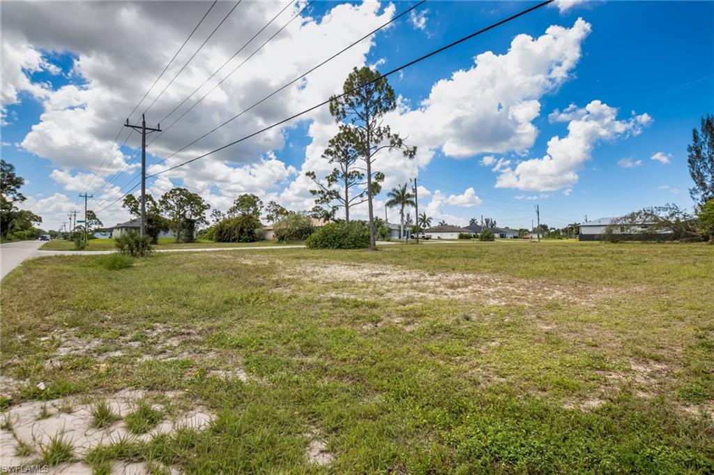 Expansive cleared lot featuring partial tree coverage and a paved road frontage
