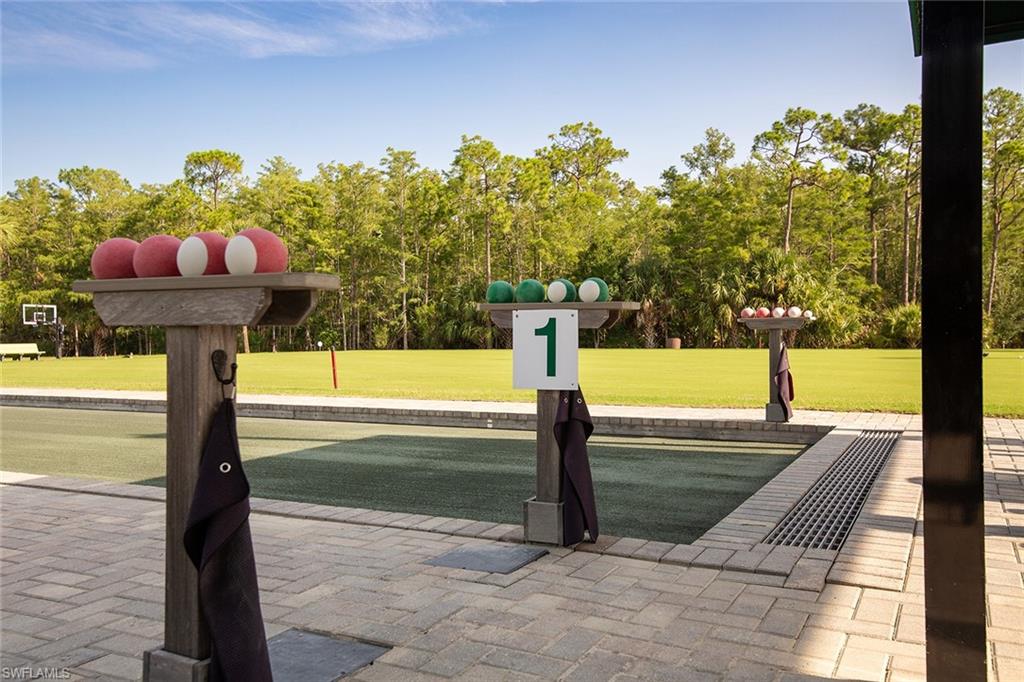 Bocce ball court with paver surrounds and drainage system