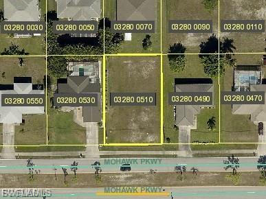 Aerial Parcel Map. Displaying property boundaries and identification numbers for the parcels along Mohawk Pkwy