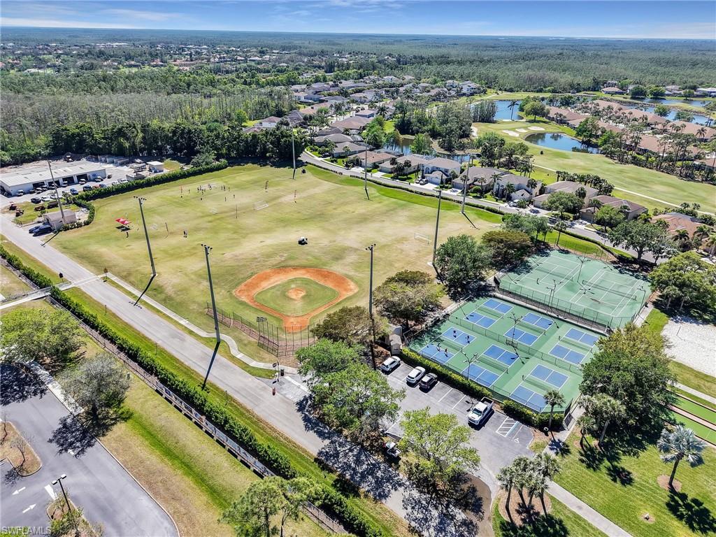 Aerial perspective showcasing extensive sports facilities