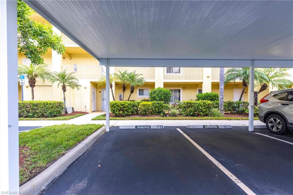 View of covered parking lot