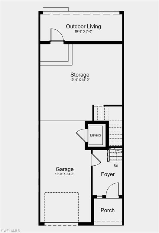 Lower Level Floor Plan - Additional Highlights Include: Cafe appliance package, front load washer and dryer, refrigerator, and oak stair treads and painted risers