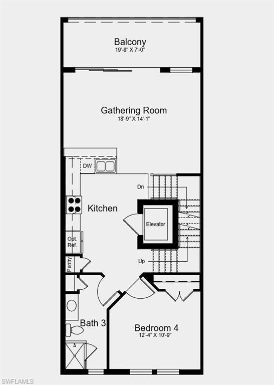 Main Level Floor Plan - Additional Highlights Include: Cafe appliance package, front load washer and dryer, refrigerator, and oak stair treads and painted risers