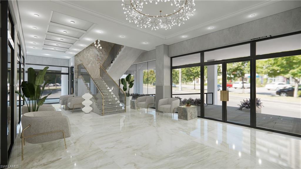 Community lobby with recessed lighting