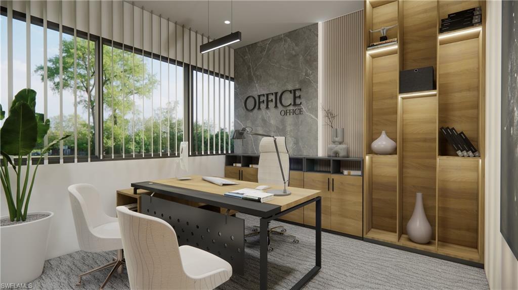 Office featuring a relaxing sauna and tile walls