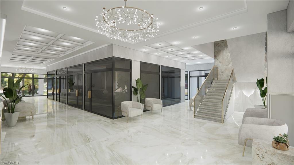 Common area featuring ornamental molding and recessed lighting