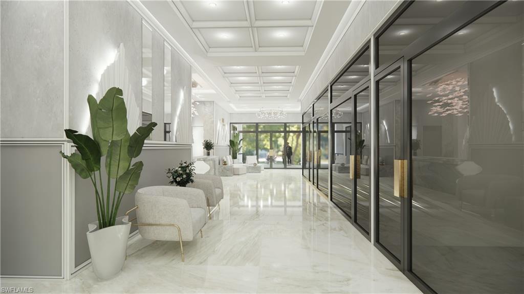 Building lobby ceiling, and ornamental molding