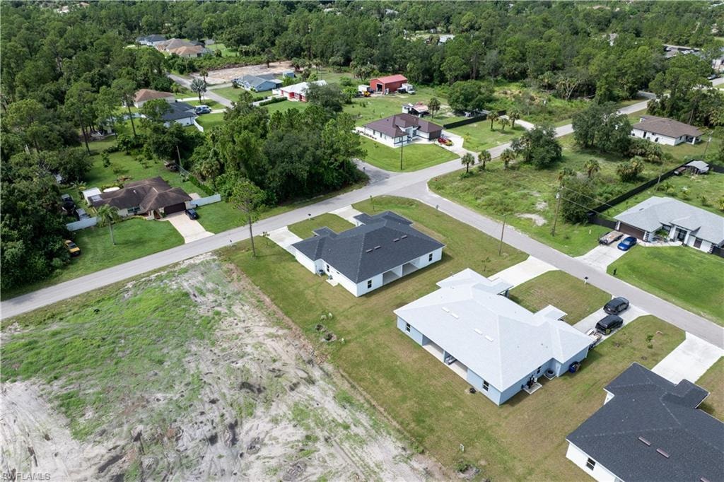 Aerial perspective of suburban area