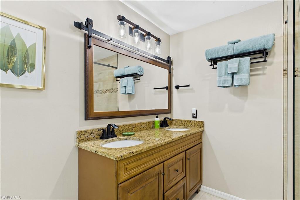 Dual vanities and a very functional space in the master bathroom!