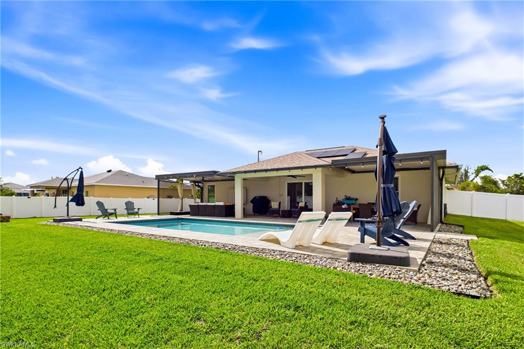 View of the back patio and the pool!