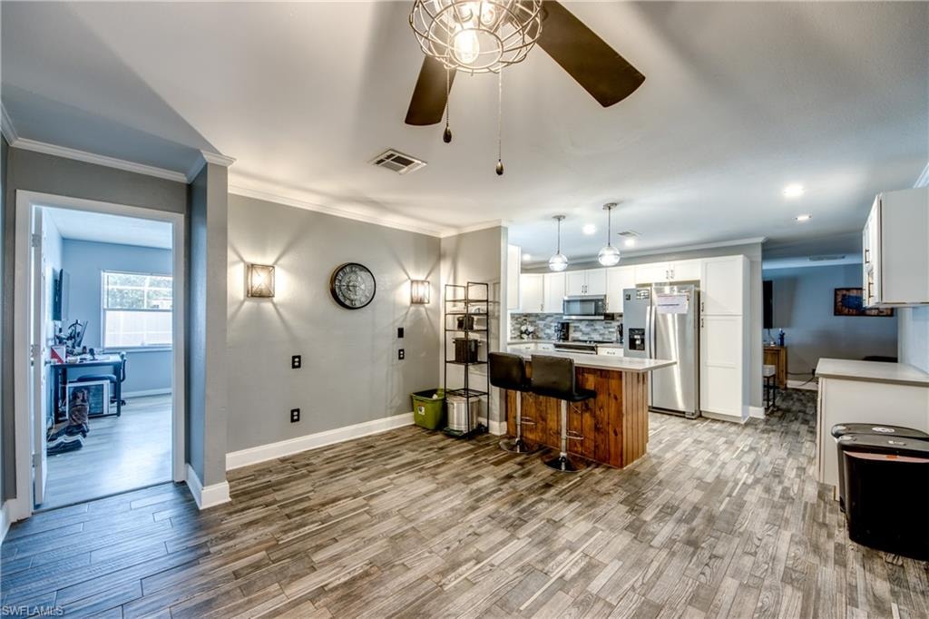 Kitchen and living areas