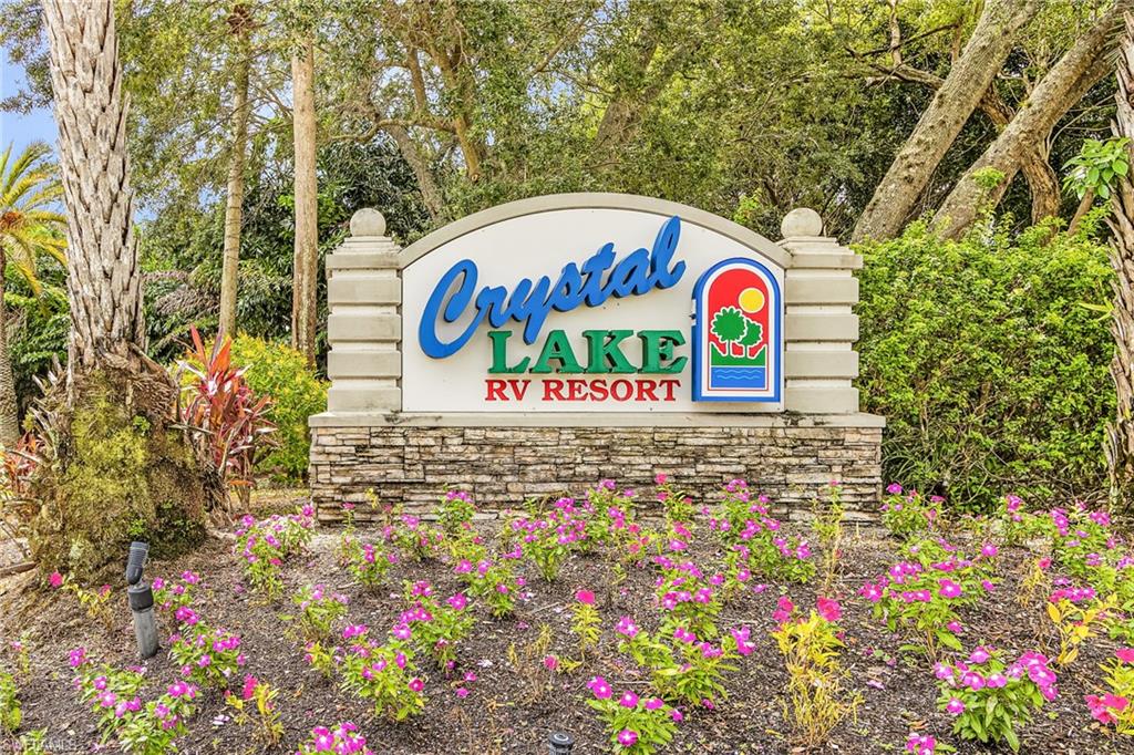 Crystal Lake RV Resort entry sign.