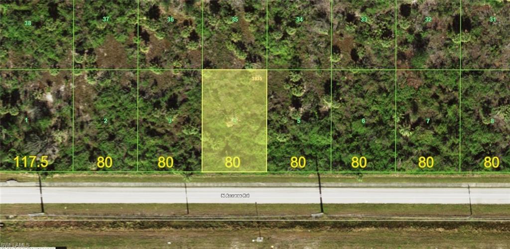 Plat Map. Illustrating lot dimensions and property boundaries along a road