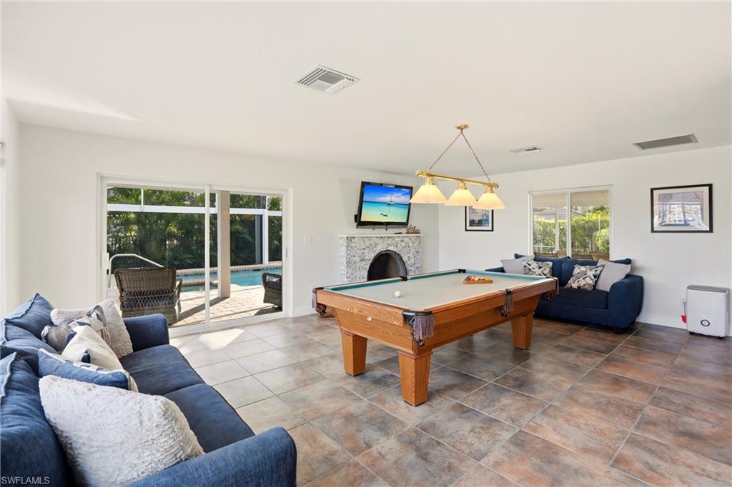 Playroom with pool table
