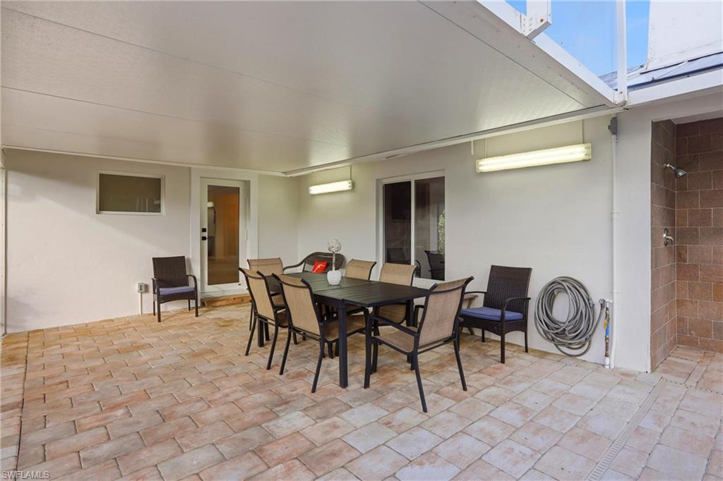 Dining room with a skylight