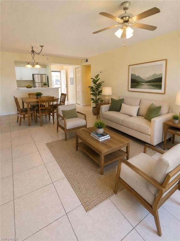 Virtually staged living room